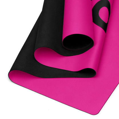 Yoga-Matte N°1 with pink Microsuede top and black non-slip rubber bottom, ideal for training, stretching, and meditation.