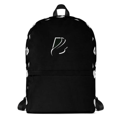 Black Rucksack N°0 with logo, ideal for daily use or sports, featuring laptop pocket, water-resistant polyester, holds up to 20kg.