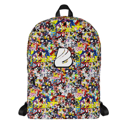 Colorful cartoon-patterned backpack featuring logo, ideal for daily use or sports, waterproof, 100% polyester. Rucksack N°3.