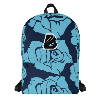 Rucksack N°4 with blue floral design and durable waterproof material for daily use and sports, featuring multiple spacious pockets.