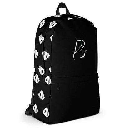 Rucksack N°0 in black with white pattern, ideal for daily use and sports, featuring a waterproof exterior and multiple compartments.