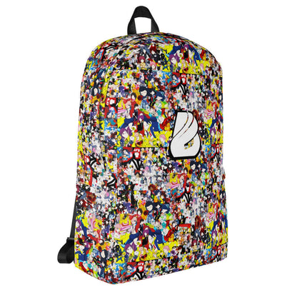 Rucksack N°3 colorful design with multiple cartoon characters, ideal for daily use and sports, featuring waterproof material and laptop pocket.