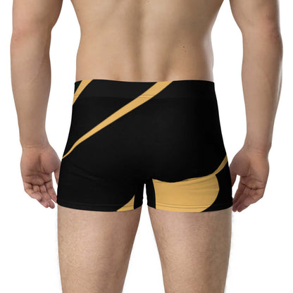 Back view of Boxer-Briefs N°2 in black and yellow design, featuring soft stretchy material for all-day comfort and a mid-waist fit.