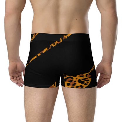 Back view of Boxer-Briefs N°4 in black and leopard print, featuring seamless design for comfort and support.