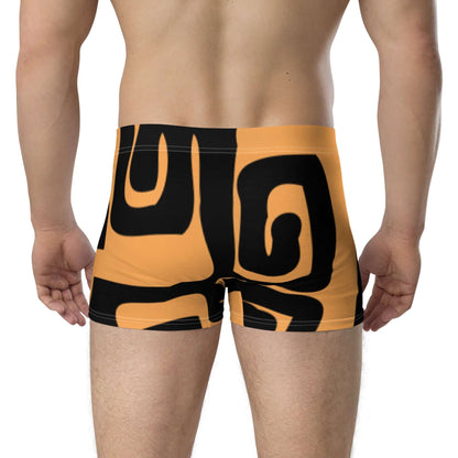 Boxer-Briefs N°10 in orange and black design, featuring seamless back and mid-waist fit for all-day comfort and support.
