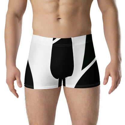 Boxer-Briefs N°0 in black and white with stretchy, soft fabric for comfort and support, featuring a mid-waist and lined front pouch.