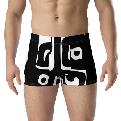 Boxer-Briefs N°8 in black and white pattern, mid-waist, no back seam, front pouch for comfort and support.