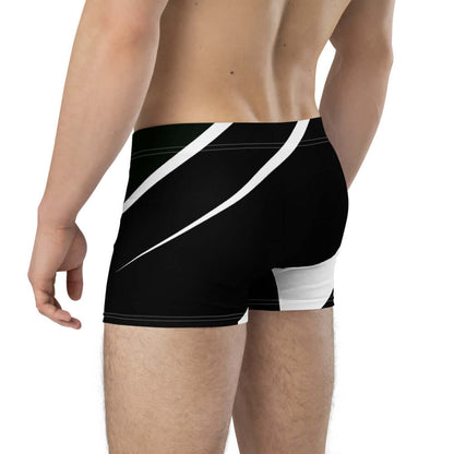 Back view of black and white Boxer-Briefs N°0 showcasing comfortable stretchy material and seamless design