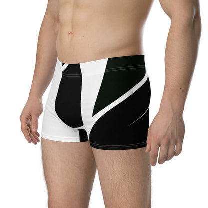 Boxer-Briefs N°0 in black and white design with soft stretch material and mid-waist fit for all-day comfort.