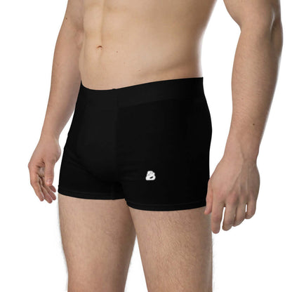 Man wearing black Boxer-Briefs N°6 with soft stretchy material and mid-waist fit, featuring a lined front pouch for added comfort.
