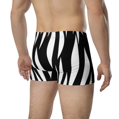 Back view of man wearing Boxer-Briefs N°1 with zebra print, showcasing comfort and no back seam design.