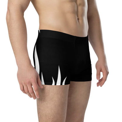 Boxer-Briefs N°1 in black with flame design, soft stretchy material for comfort, mid-waist, no back seam, supportive front pouch.