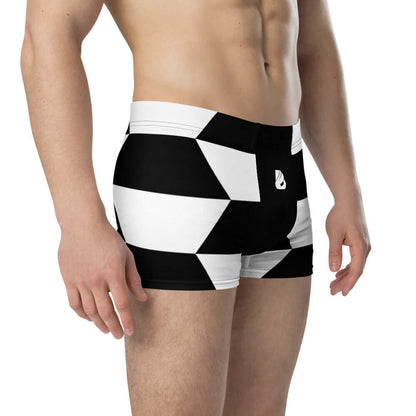 Boxer-Briefs N°7 featuring black and white check pattern, mid-waist design, and comfortable elastic waistband for all-day support.