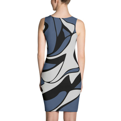Sublimation-Cut-&-Sew-Kleid N°4 in abstract print, showcasing a seamless fit with four-way stretch for ultimate comfort and style.