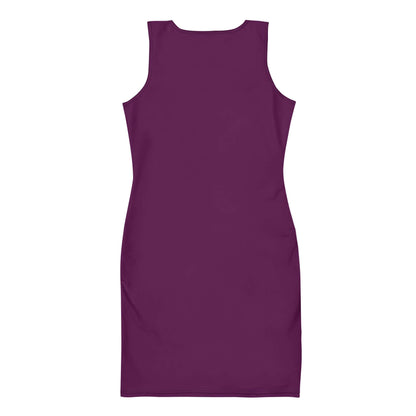 Rückansicht des Sublimation-Cut-&-Sew-Kleid N°5 in Violett, eng anliegendes Design mit Vier-Wege-Stretch und Mikrofasergarn.