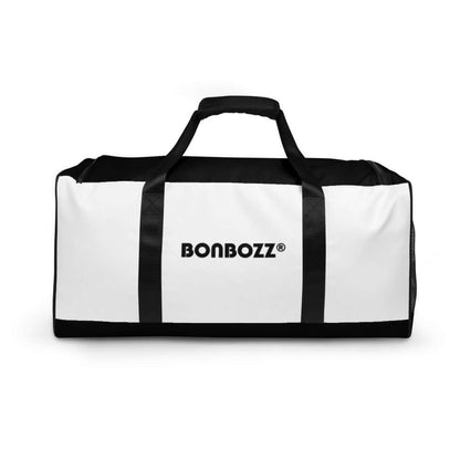 Weekender N°12 travel bag in white with black handles, perfect for trips and daily use, featuring multiple compartments and padded straps.