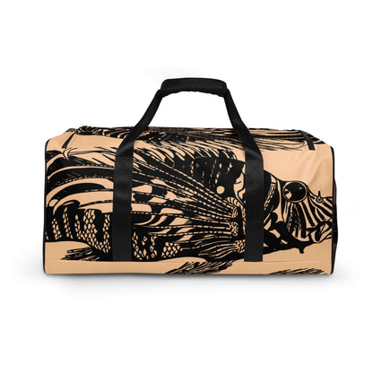 Weekender N°14 with artistic fish print design, ideal for travel, daily errands, or gym use with adjustable shoulder straps and multiple pockets.