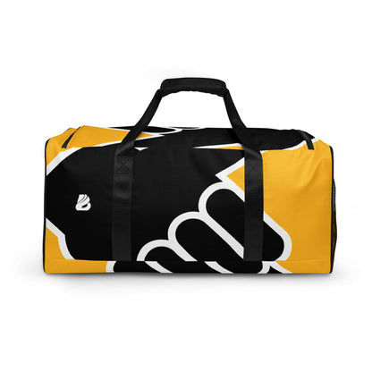 Weekender N°24 travel bag in yellow and black with padded adjustable straps and multiple pockets for organization