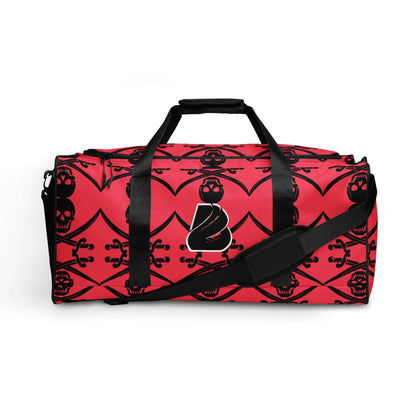Stylish Weekender N°16 in red with black design, perfect for travel, errands, or gym, featuring ample space and adjustable padded straps.