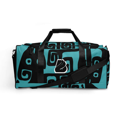 Teal and black Weekender N°17 with adjustable padded shoulder strap and multiple pockets, ideal for travel and daily use.