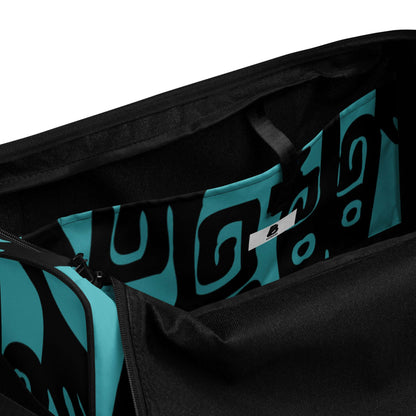 Interior view of Weekender N°17 with turquoise pattern and multiple pockets including a zippered section.