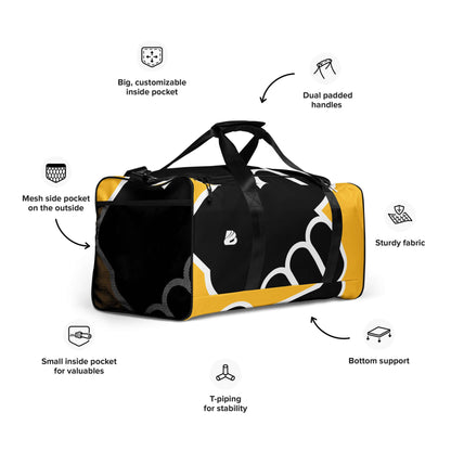 Weekender N°24 with dual padded handles, large pocket, and mesh side pocket for travel and fitness use.