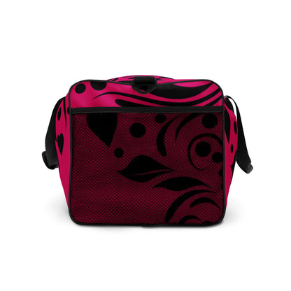 Weekender N°15 - Stylish multi-pocket travel and gym bag with adjustable padded straps, vibrant pink and black pattern, perfect for daily use.