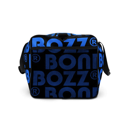 Weekender N°25 stylish blue and black travel bag with adjustable padded shoulder straps and multiple storage compartments.