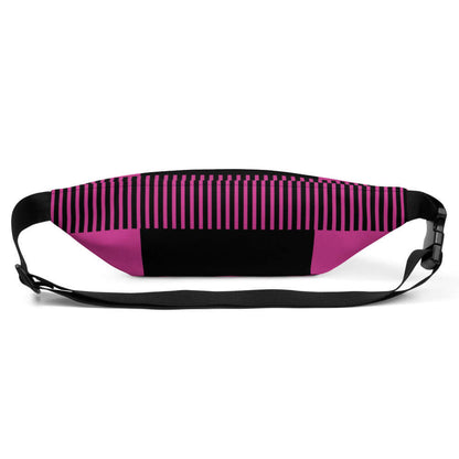 Stylish pink and black striped Gürteltasche N°2 with adjustable strap and inner pocket for convenient travel and festivals.