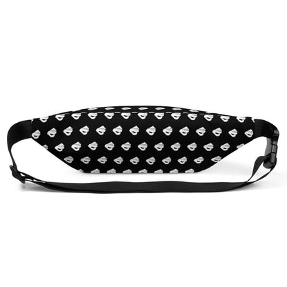Schwarz-weiße Gürteltasche N°3 mit verstellbarem Riemen und stilvollem Muster, ideal für Reisen und Festivals.