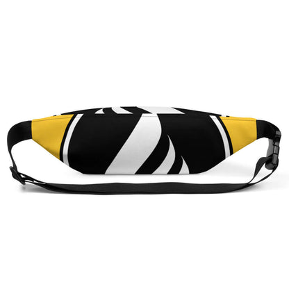 Gürteltasche N°4 in Schwarz-Weiß-Gelb mit verstellbarem Riemen, ideal für Festivals und Reisen.
