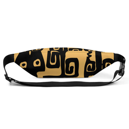 Gürteltasche N°13 in schwarz-gelbem Design, ideal für Reisen und Festivals, mit verstellbarem Riemen und Innentasche
