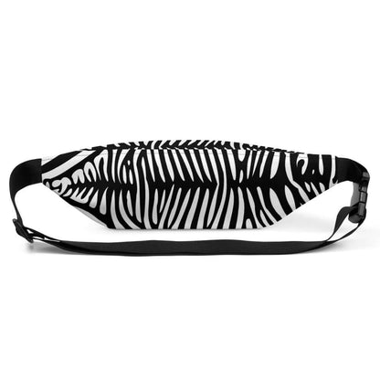 Zebra-patterned Gürteltasche N°19 with adjustable strap, ideal for travel and festivals, black and white design.