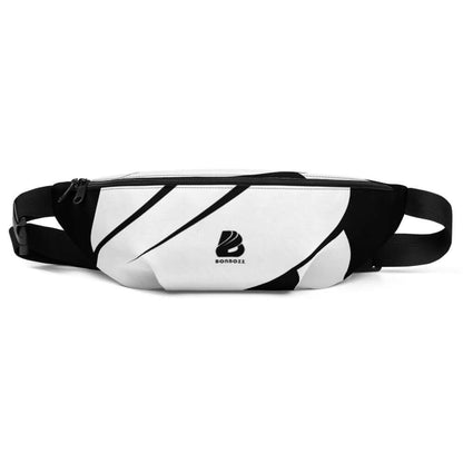 Stylish black and white Gürteltasche N°1 with adjustable strap and inner pocket, perfect travel or festival accessory.