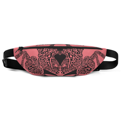 Stylish Gürteltasche N°16 with adjustable strap and inner pocket, perfect for festivals and travel, in pink design with black patterns.
