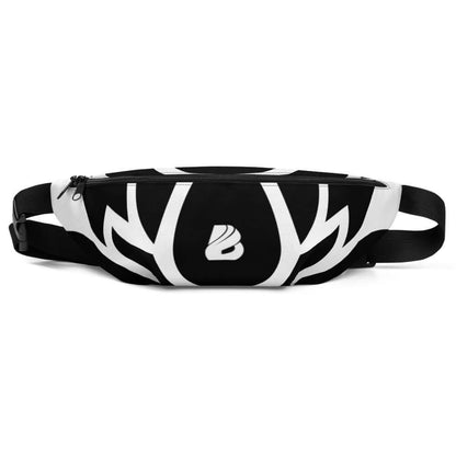 Gürteltasche N°17, schwarz-weißes Design, ideal für Reisen und Festivals, mit verstellbarem Riemen und Innentasche.