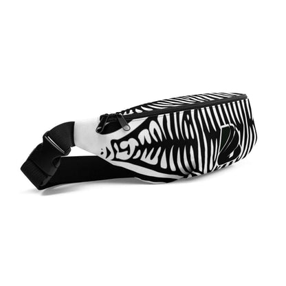 Stylish black and white Gürteltasche N°19 with zebra pattern, adjustable strap, ideal for travel or festivals.