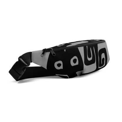 Gürteltasche N°22, schwarz und grau, verstellbarer Riemen, ultimatives Accessoire für Reisen und Festivals.