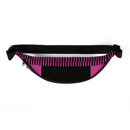 Gürteltasche N°2 in pink-schwarz gestreift mit verstellbarem Riemen, ideal für Festivals und Reisen, 100% Polyester.