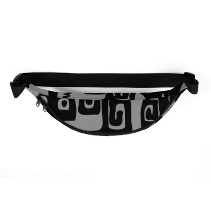 Gürteltasche N°22 in Schwarz-Weiß mit verstellbarem Riemen, ideal für Reisen und Festivals. Perfekte Größe und Innentasche für unterwegs.