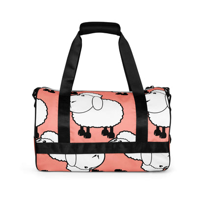 Allover-Print-Sporttasche N°2 with sheep pattern, waterproof polyester sports bag with pockets, ideal for fitness or gym use.