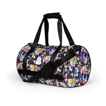 Allover-Print-Sporttasche N°3 with colorful pattern, 100% polyester, waterproof, durable fabric, perfect for fitness and travel.