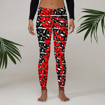 Leggings N°0 - Stylish and durable polyester-elastane leggings with heart pattern and UV protection, perfect for everyday wear.