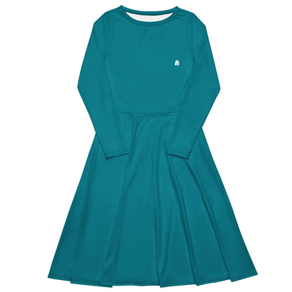 Langärmliges Midikleid mit Allover-Druck N°3 in weichem Stoff mit Taschen, schmeichelndem Schnitt und ausgestelltem Rockteil