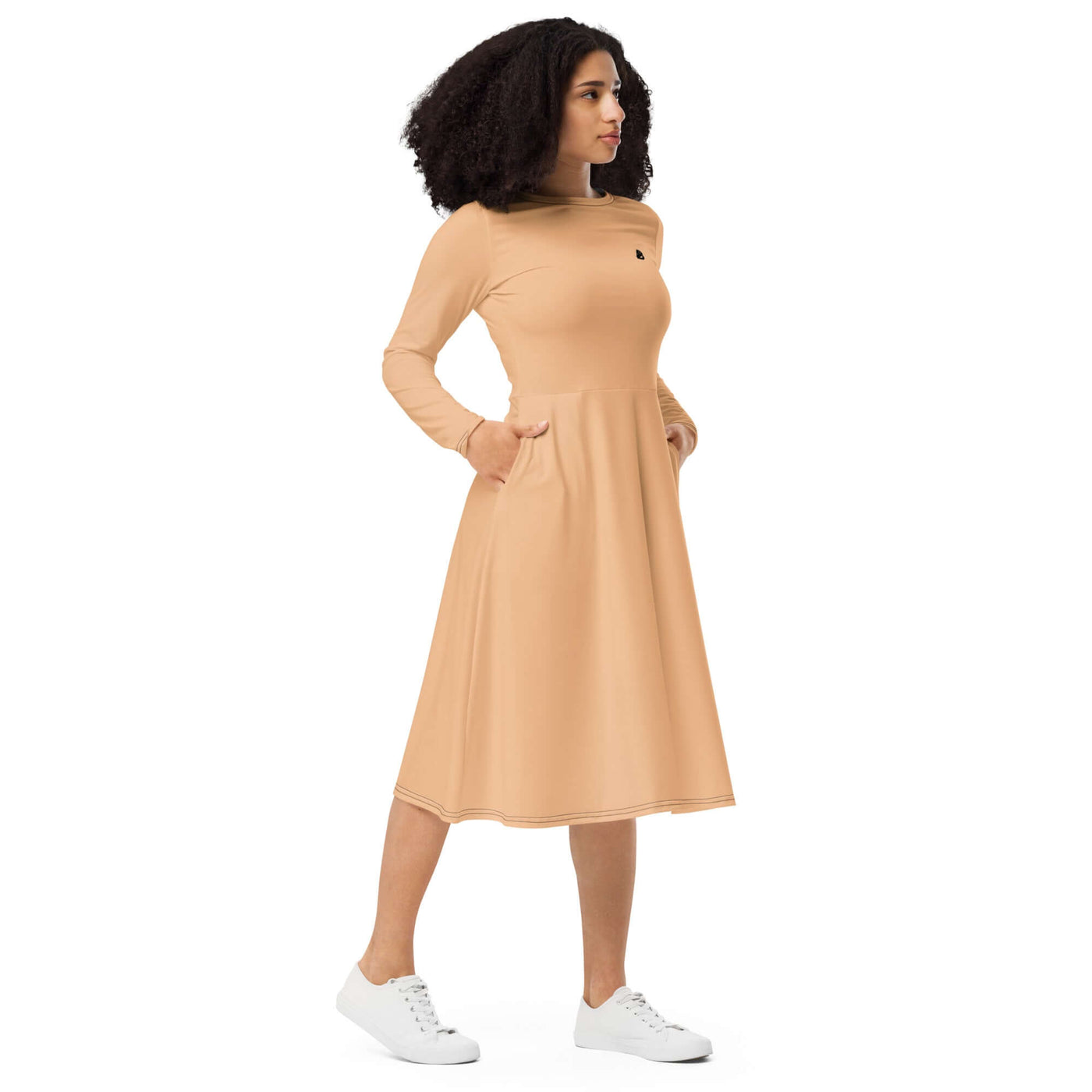 Langärmliges Midikleid mit Allover-Druck N°0