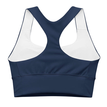 Longline-Sport-BH N°4 Rückansicht in Dunkelblau, ideal für Sport und Streetwear