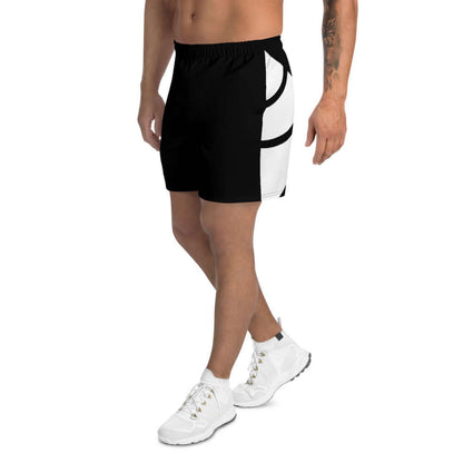 Lange Allover-Sport-Shorts für Herren N°1 in schwarz-weiß, ideal für Fitness und Sport, 96% Polyester, 4% Elasthan, wasserabweisend