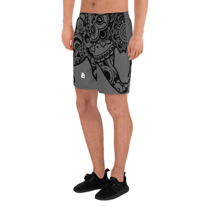 Lange Allover-Sport-Shorts für Herren N°2, ideal für Fitness und Freizeit, hochwertige Stretch-Polyester-Shorts, Modell in Schwarz und Grau
