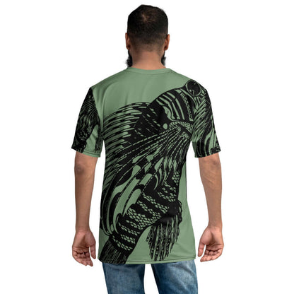 Back view of Herren-T-Shirt N°7 featuring unique graphic design, made from smooth, comfortable cotton-polyester blend with four-way stretch.