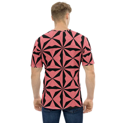 Herren-T-Shirt N°14 with geometric pattern, showcasing premium four-way stretch cotton-polyester fabric for optimal comfort.